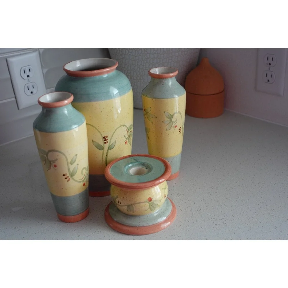 vintage‎ ceramic vases 70s retro style multi colors set of 4